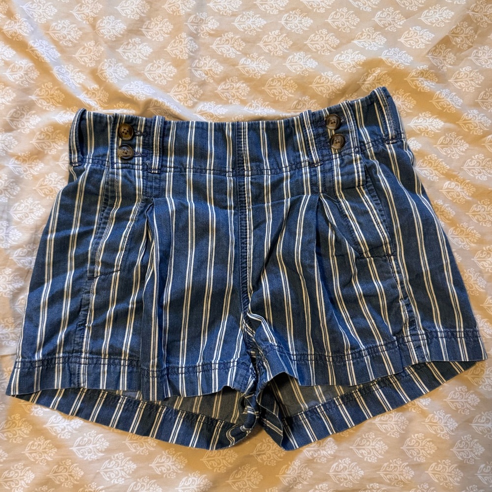 American Eagle Outfitters Blue Striped High Waist Shorts